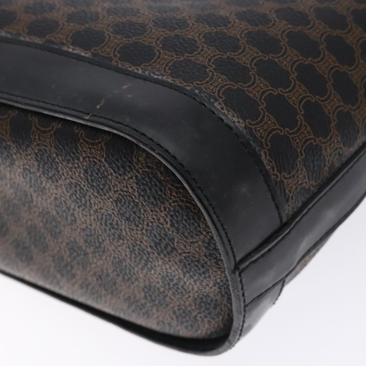 CELINE Macadam Canvas Tote Bag PVC Leather Black Gold Auth gh486