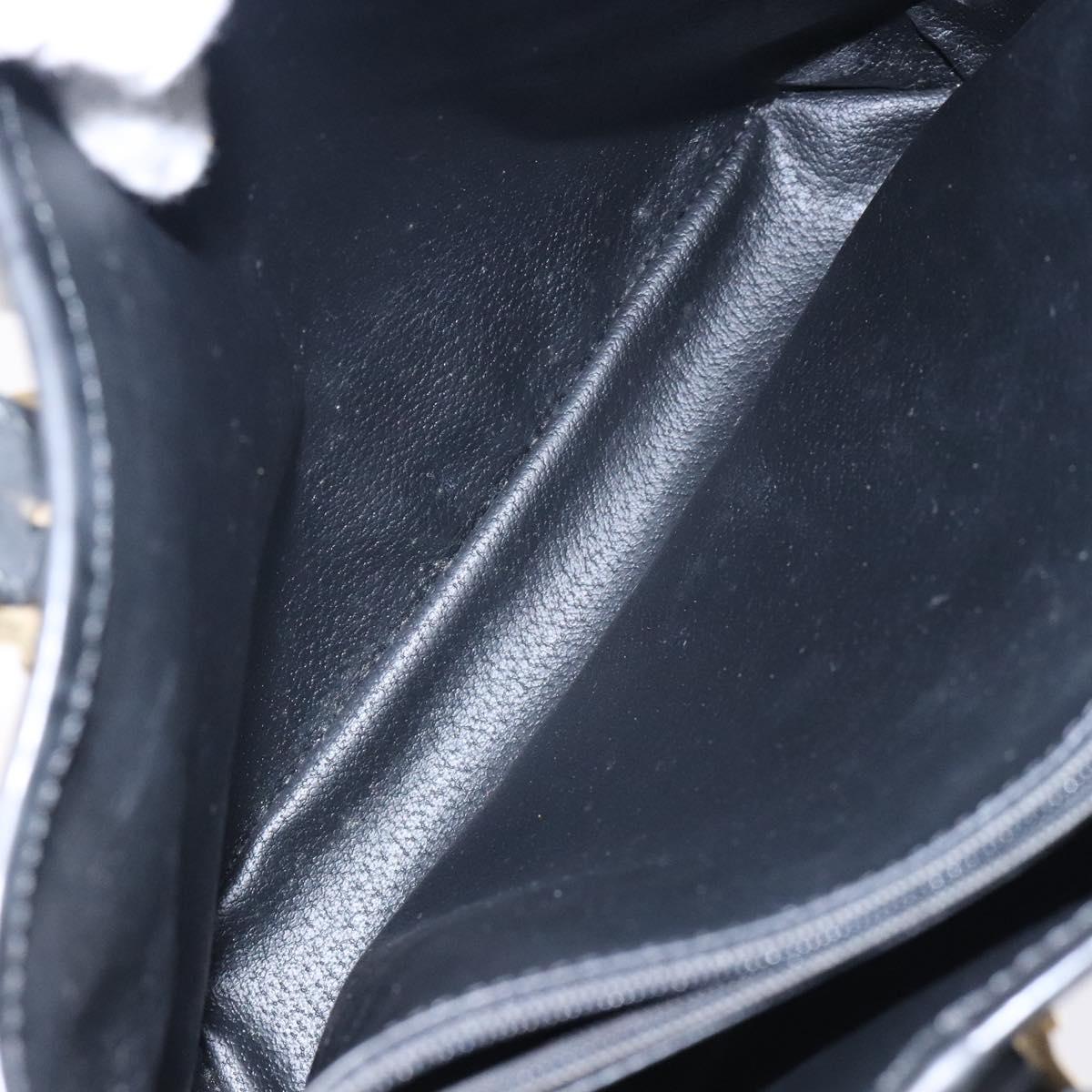 CELINE Macadam Canvas Tote Bag PVC Leather Black Gold Auth gh486