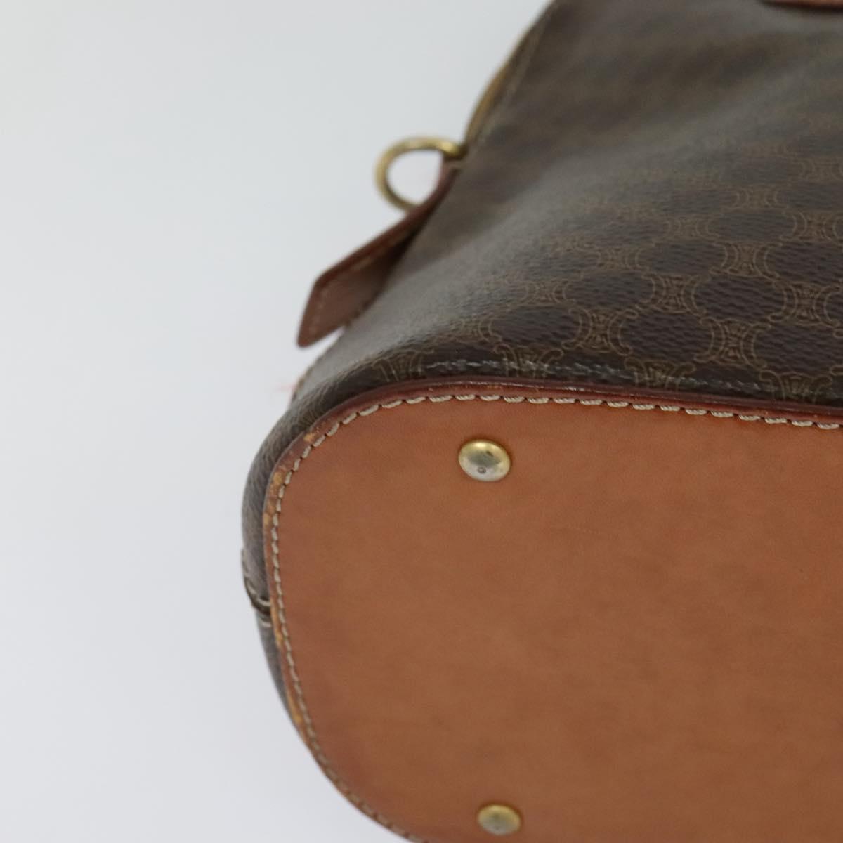 CELINE Macadam Canvas Hand Bag PVC Leather 2way Brown Gold Auth gh488