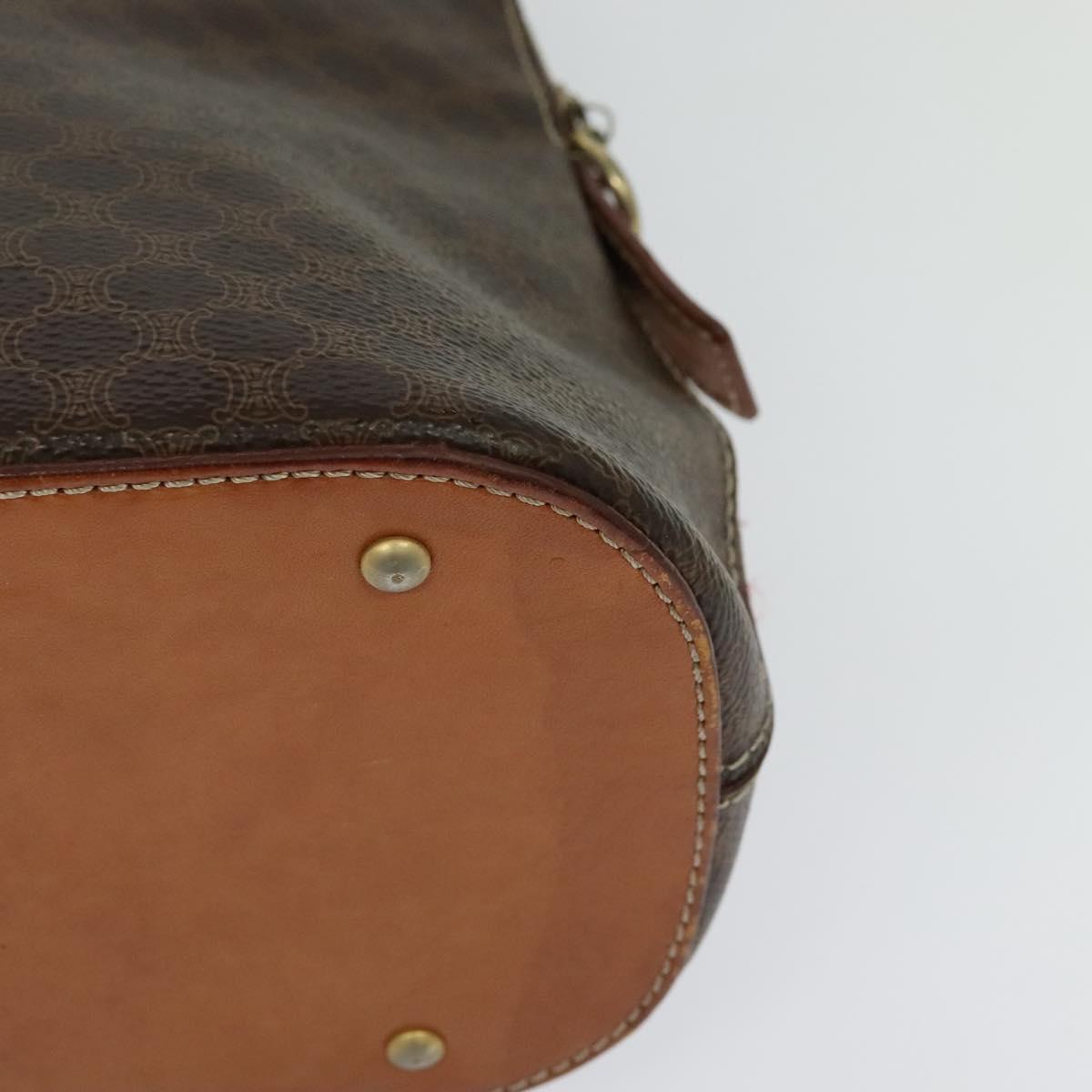 CELINE Macadam Canvas Hand Bag PVC Leather 2way Brown Gold Auth gh488