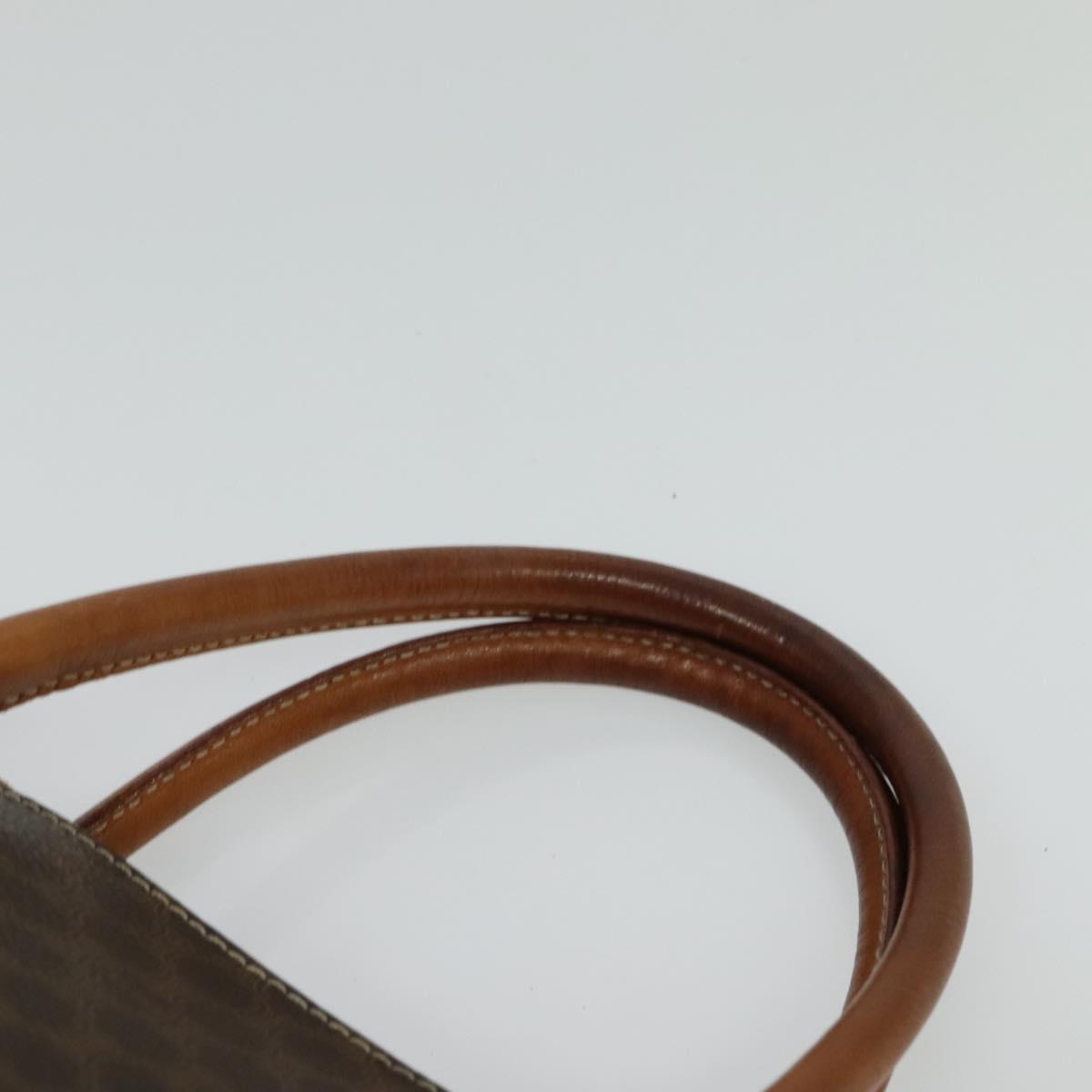 CELINE Macadam Canvas Hand Bag PVC Leather 2way Brown Gold Auth gh488