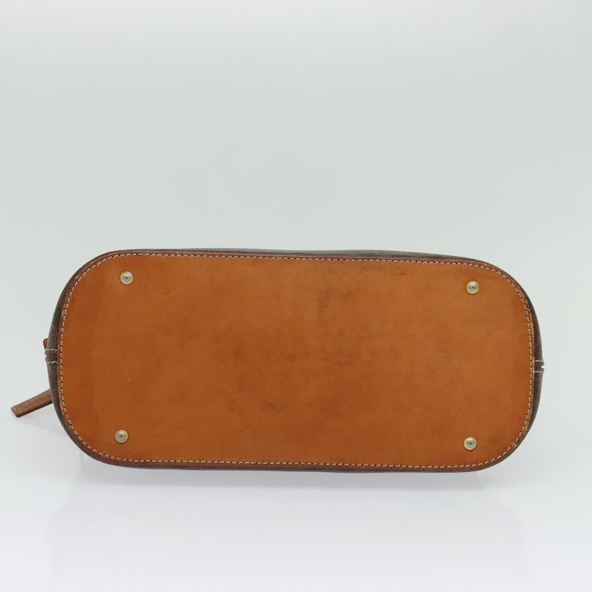 CELINE Macadam Canvas Hand Bag PVC Leather 2way Brown Gold Auth gh488