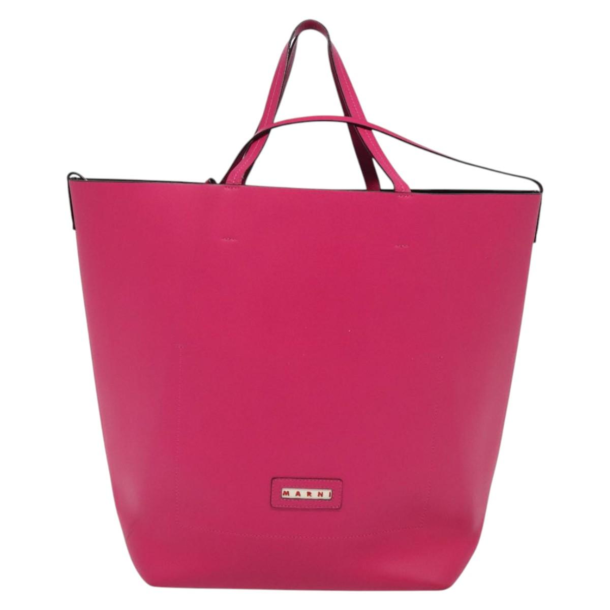 MARNI Tote Bag Leather Pink Auth gh503
