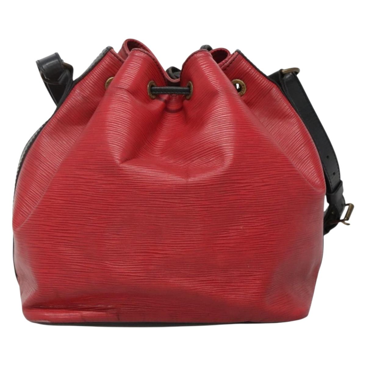 LOUIS VUITTON Epi Petit Noe Shoulder Bag Bicolor Black Red M44017 LV Auth gh506