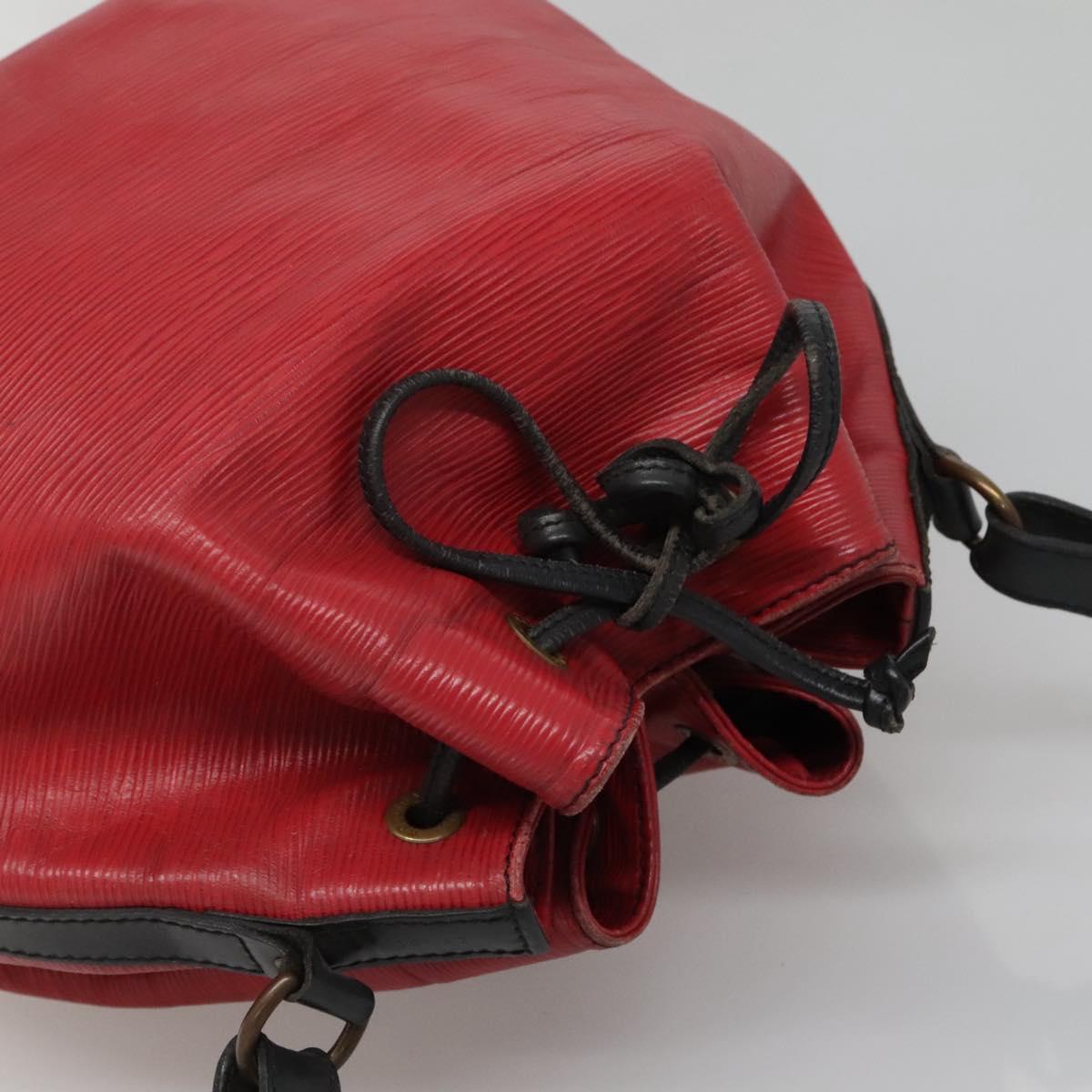 LOUIS VUITTON Epi Petit Noe Shoulder Bag Bicolor Black Red M44017 LV Auth gh506