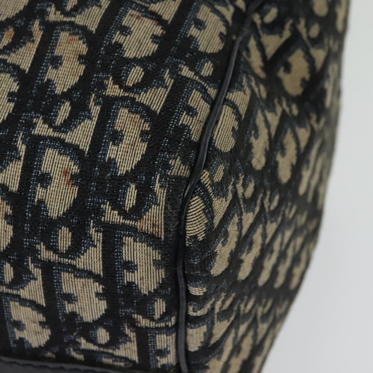 Christian Dior Trotter Canvas Boston Bag Navy Silver Auth gh507