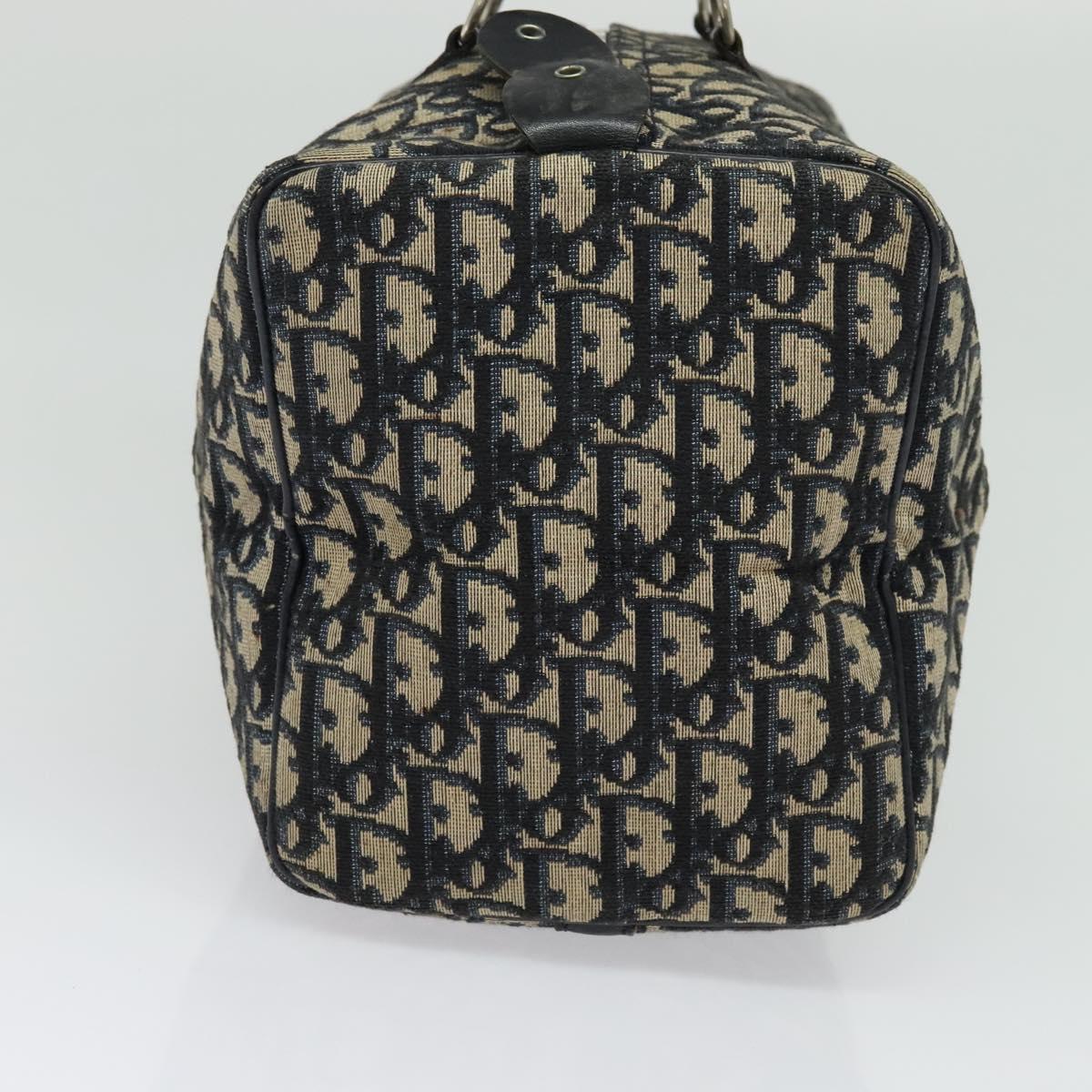 Christian Dior Trotter Canvas Boston Bag Navy Silver Auth gh507