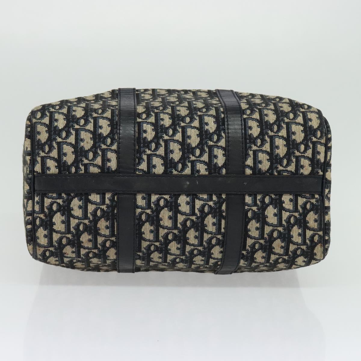 Christian Dior Trotter Canvas Boston Bag Navy Silver Auth gh507