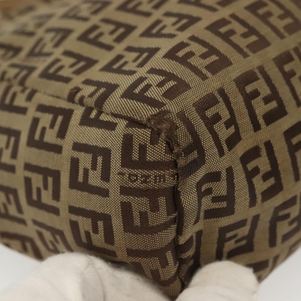 FENDI Zucchino Canvas Hand Bag Beige Auth gh513