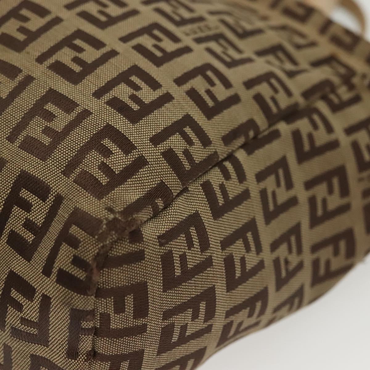 FENDI Zucchino Canvas Hand Bag Beige Auth gh513