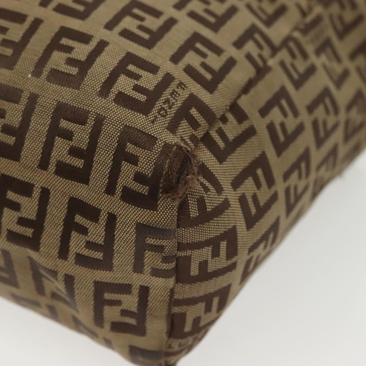 FENDI Zucchino Canvas Hand Bag Beige Auth gh513