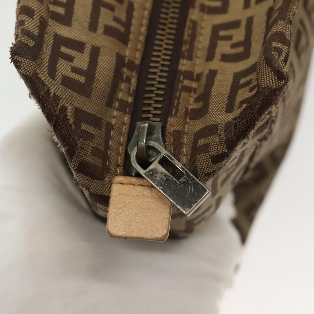 FENDI Zucchino Canvas Hand Bag Beige Auth gh513