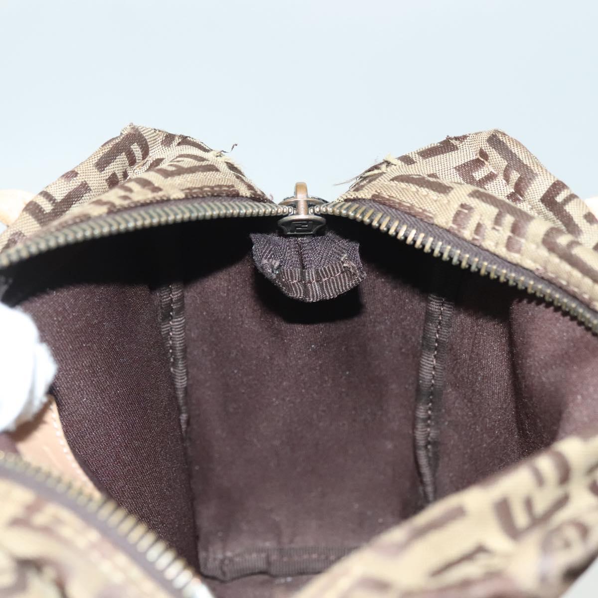 FENDI Zucchino Canvas Hand Bag Beige Auth gh513