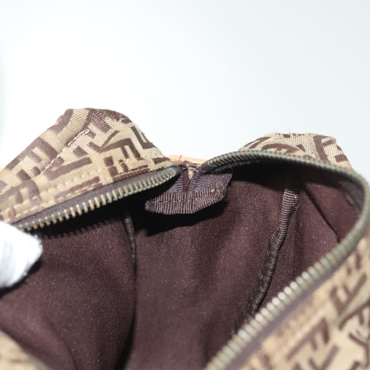 FENDI Zucchino Canvas Hand Bag Beige Auth gh513