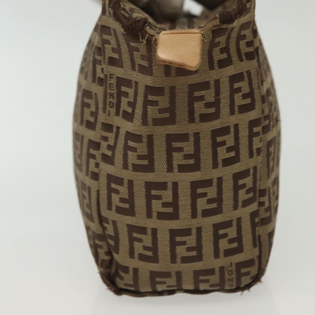FENDI Zucchino Canvas Hand Bag Beige Auth gh513