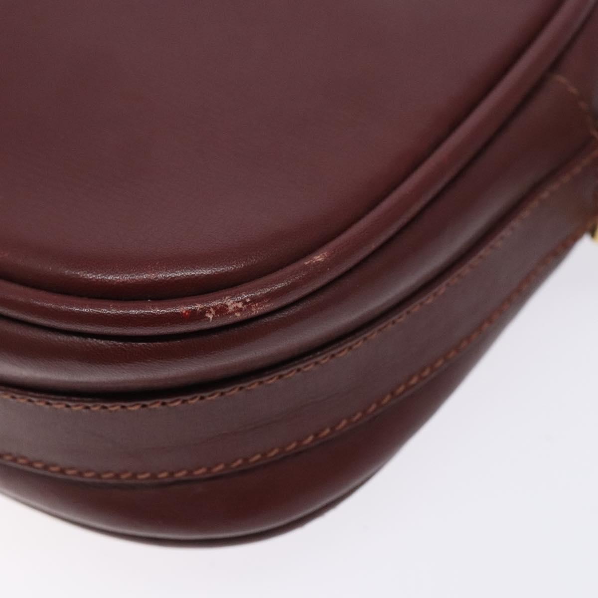 CARTIER Must Line Shoulder Bag Leather Bordeaux Gold Auth gh535