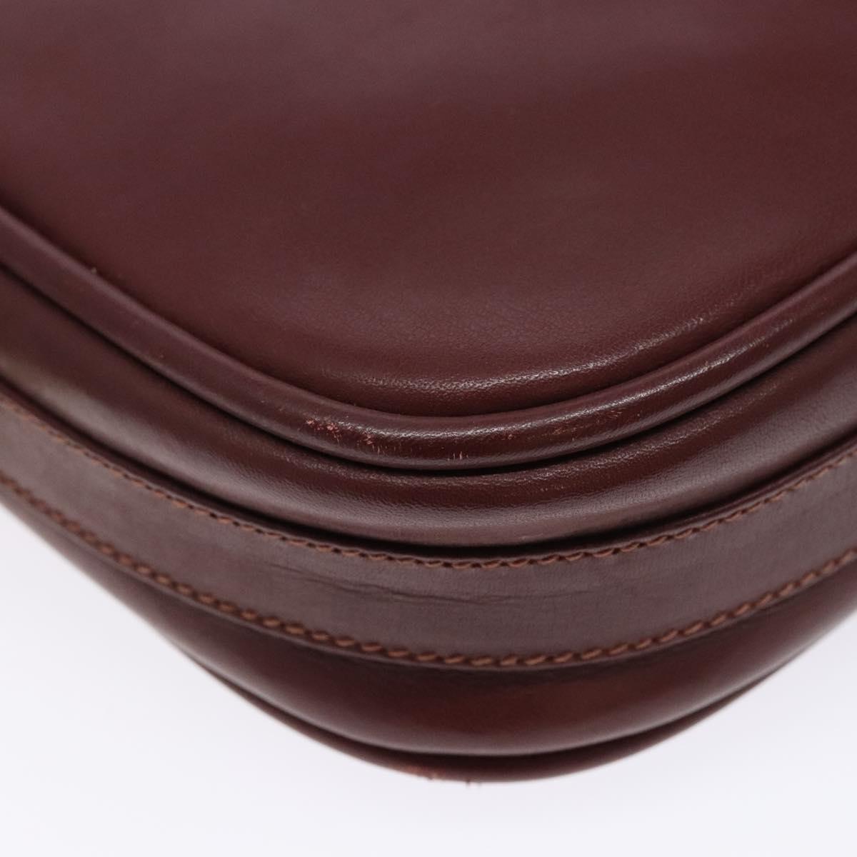 CARTIER Must Line Shoulder Bag Leather Bordeaux Gold Auth gh535