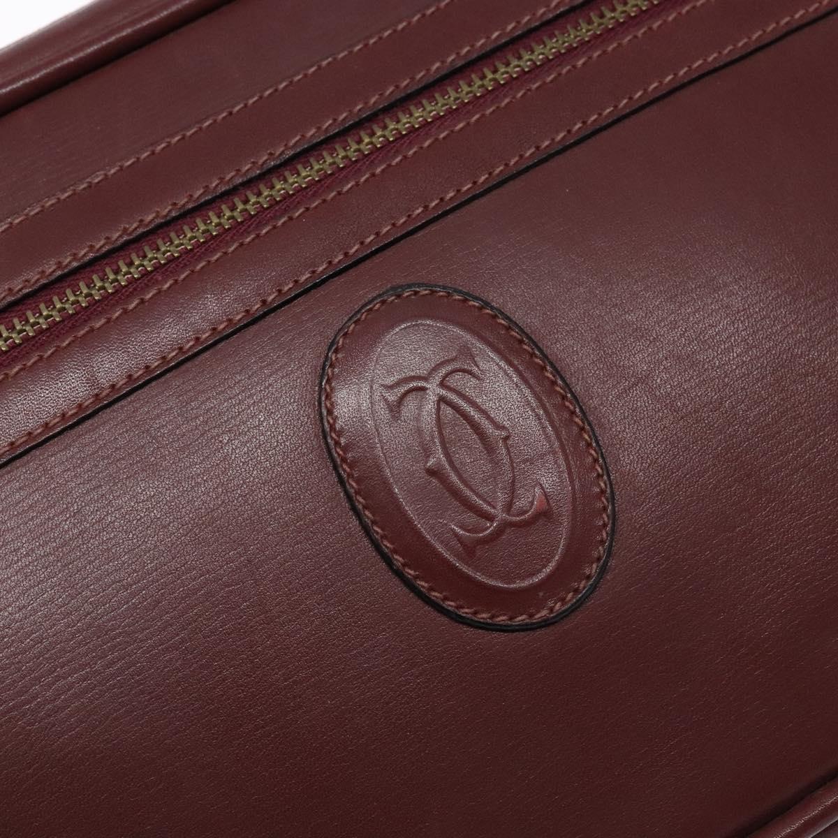CARTIER Must Line Shoulder Bag Leather Bordeaux Gold Auth gh535