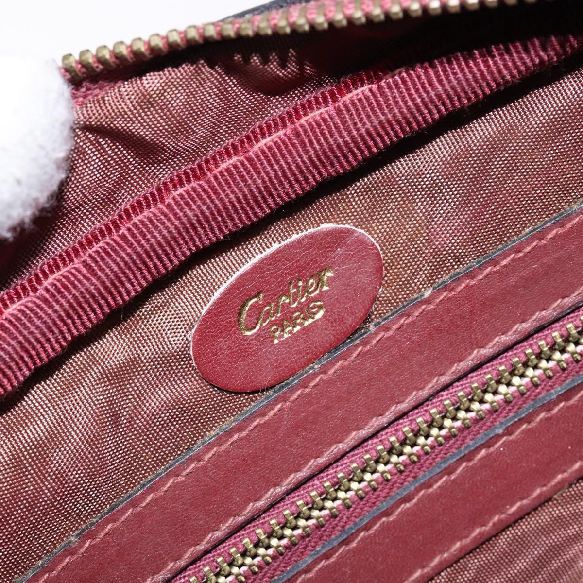 CARTIER Must Line Shoulder Bag Leather Bordeaux Gold Auth gh535