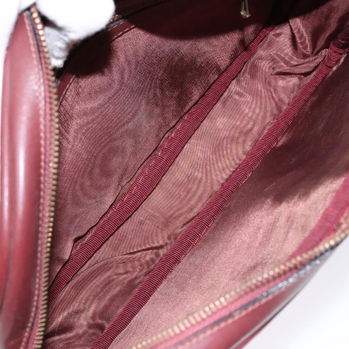CARTIER Must Line Shoulder Bag Leather Bordeaux Gold Auth gh535