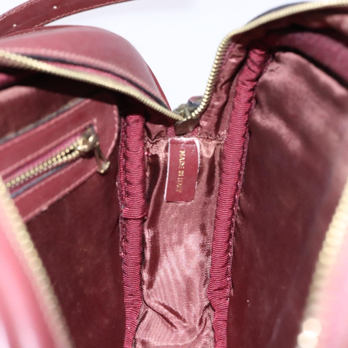 CARTIER Must Line Shoulder Bag Leather Bordeaux Gold Auth gh535