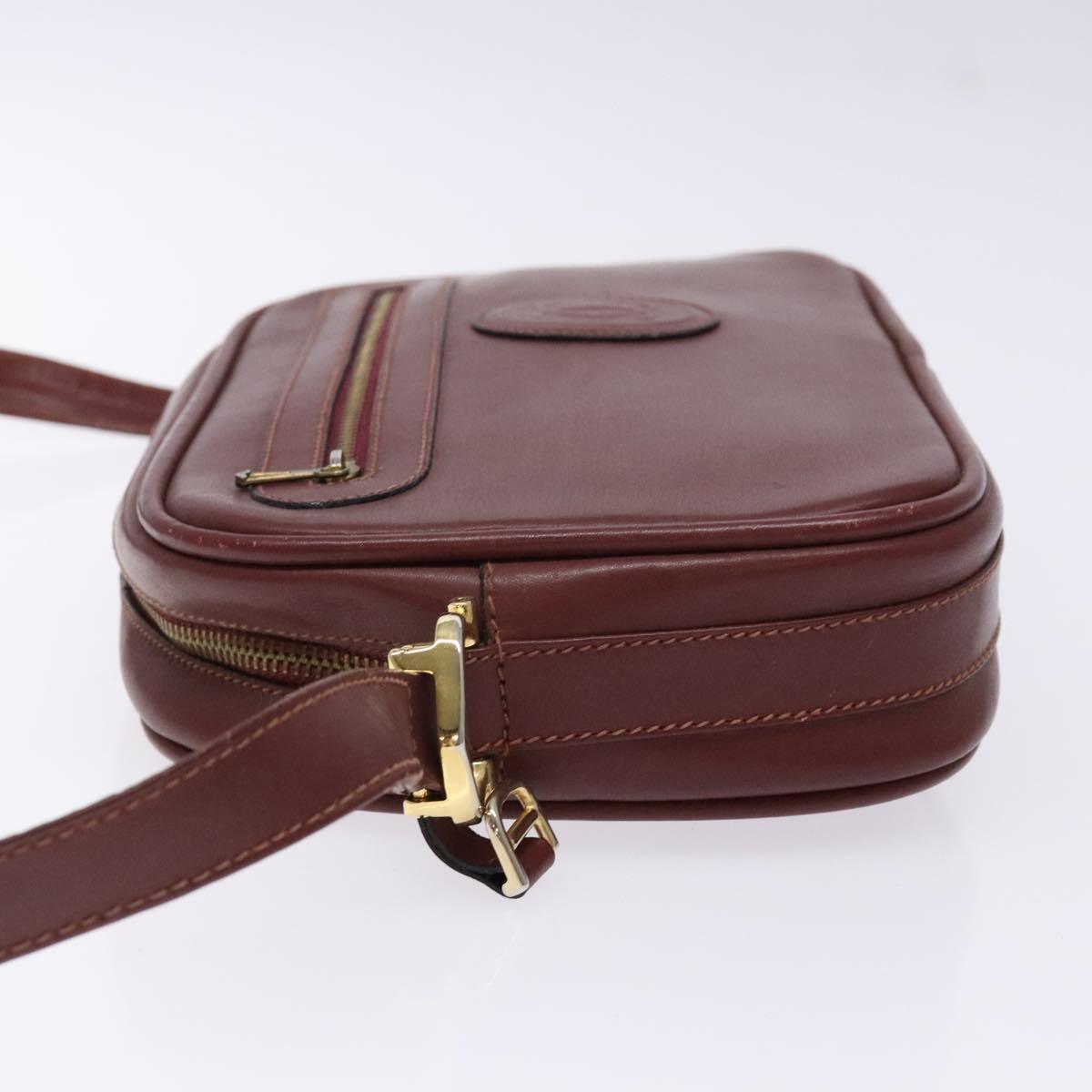 CARTIER Must Line Shoulder Bag Leather Bordeaux Gold Auth gh535