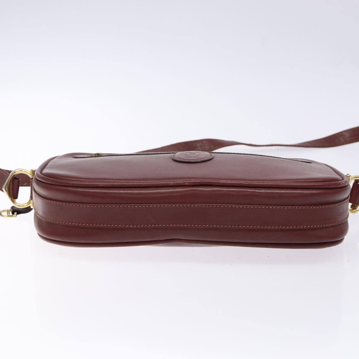 CARTIER Must Line Shoulder Bag Leather Bordeaux Gold Auth gh535