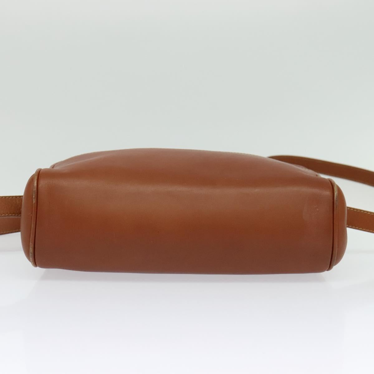 GUCCI Shoulder Bag Leather Brown Gold Auth gh539