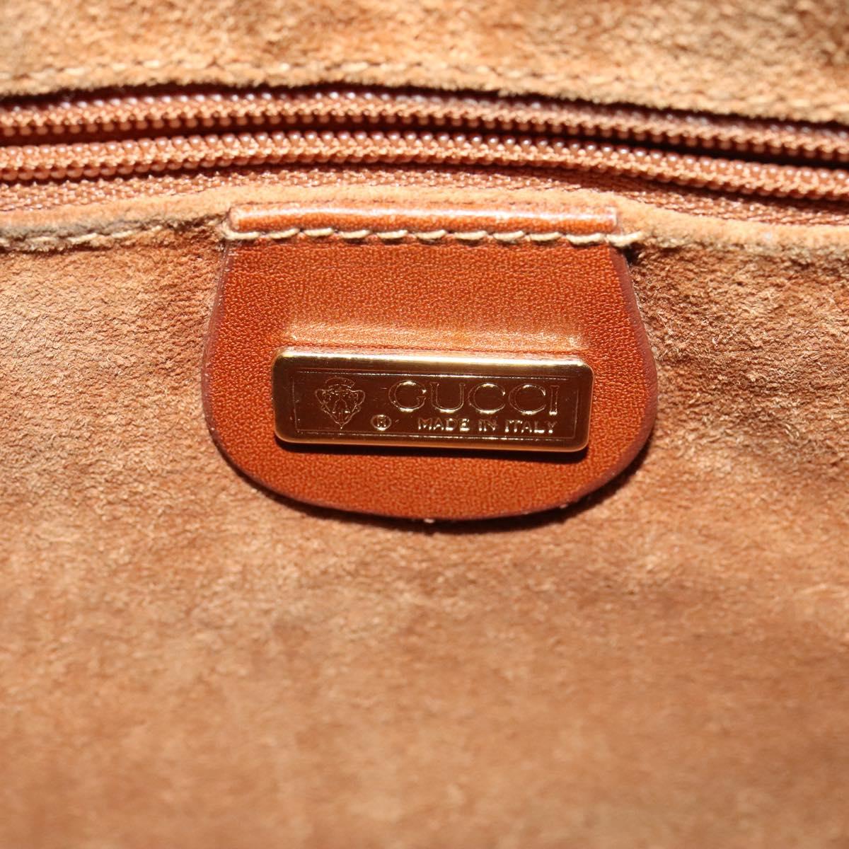 GUCCI Shoulder Bag Leather Brown Gold Auth gh539