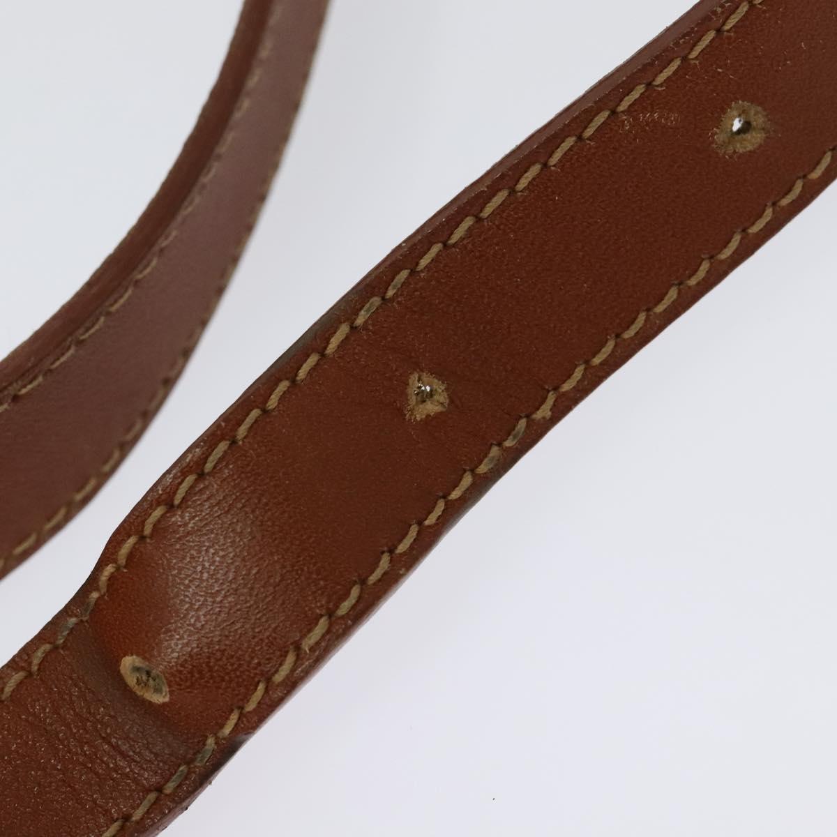GUCCI Shoulder Bag Leather Brown Gold Auth gh539