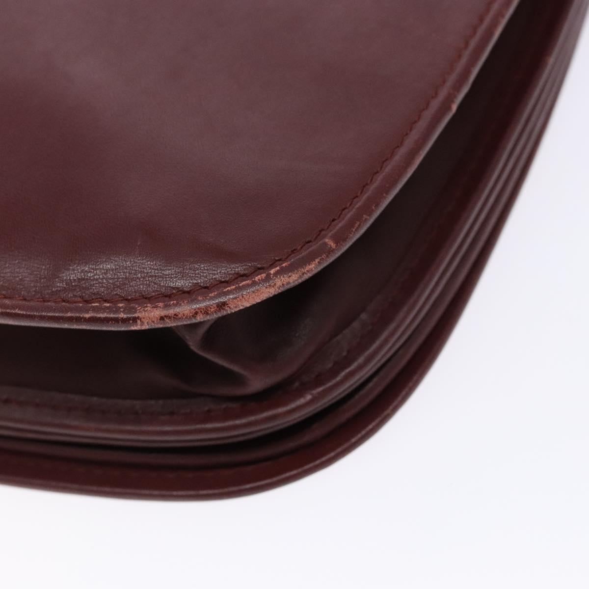 CARTIER Must Line Shoulder Bag Leather Bordeaux Gold Auth gh540