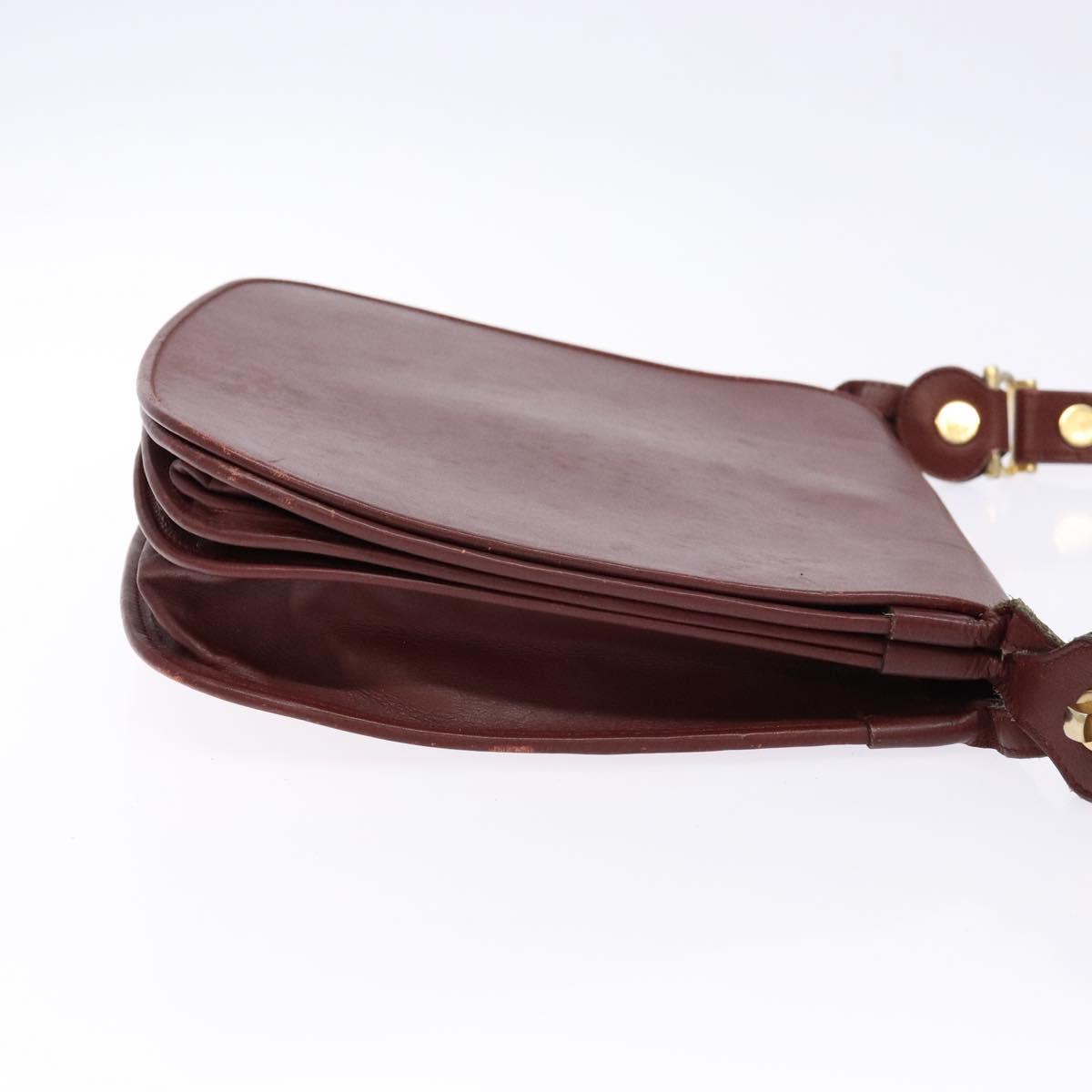 CARTIER Must Line Shoulder Bag Leather Bordeaux Gold Auth gh540