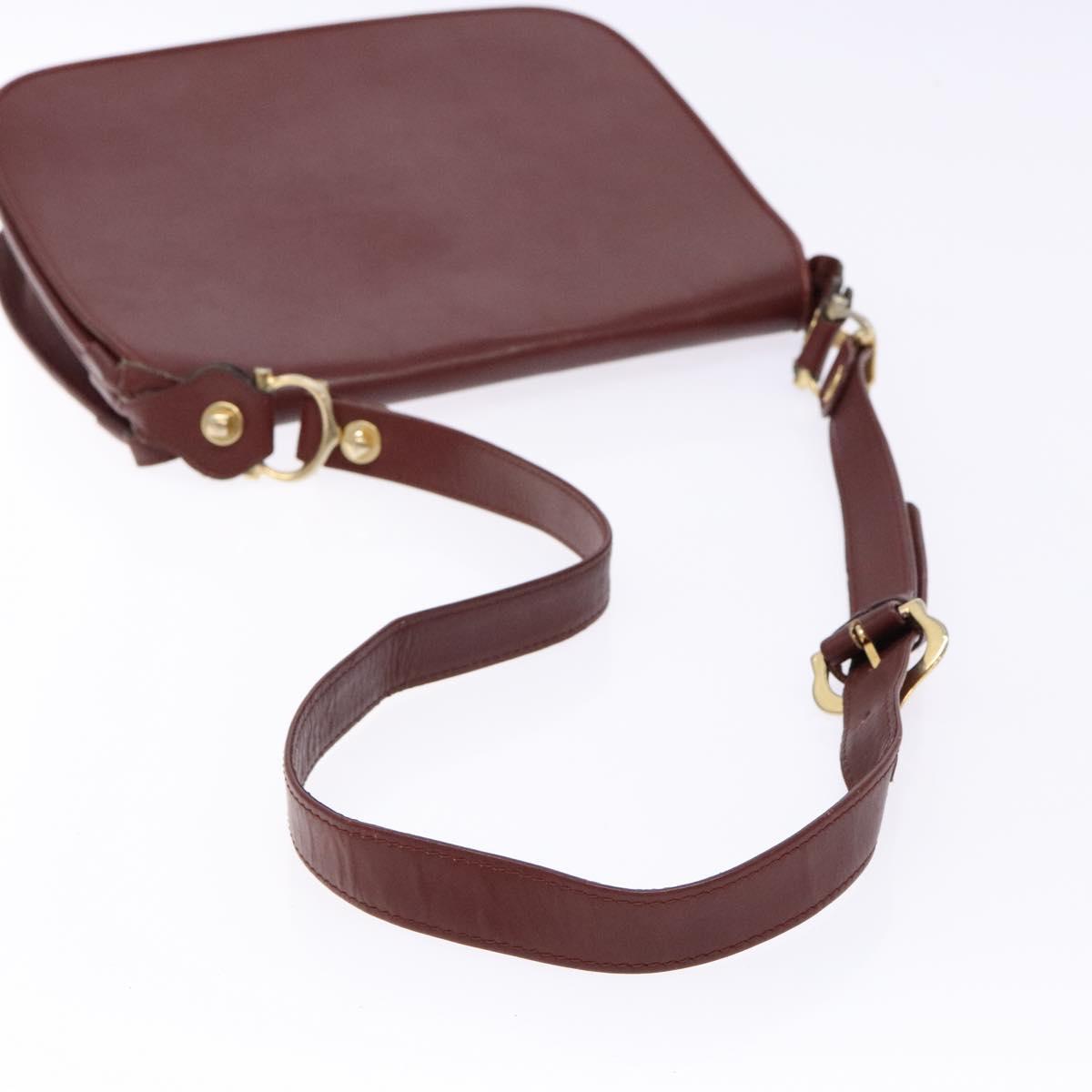 CARTIER Must Line Shoulder Bag Leather Bordeaux Gold Auth gh540