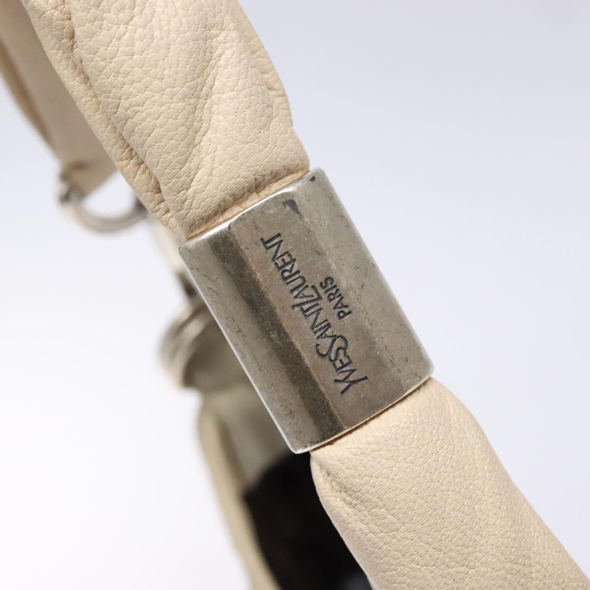 SAINT LAURENT Hand Bag Suede Beige Silver 122245 Auth gh544