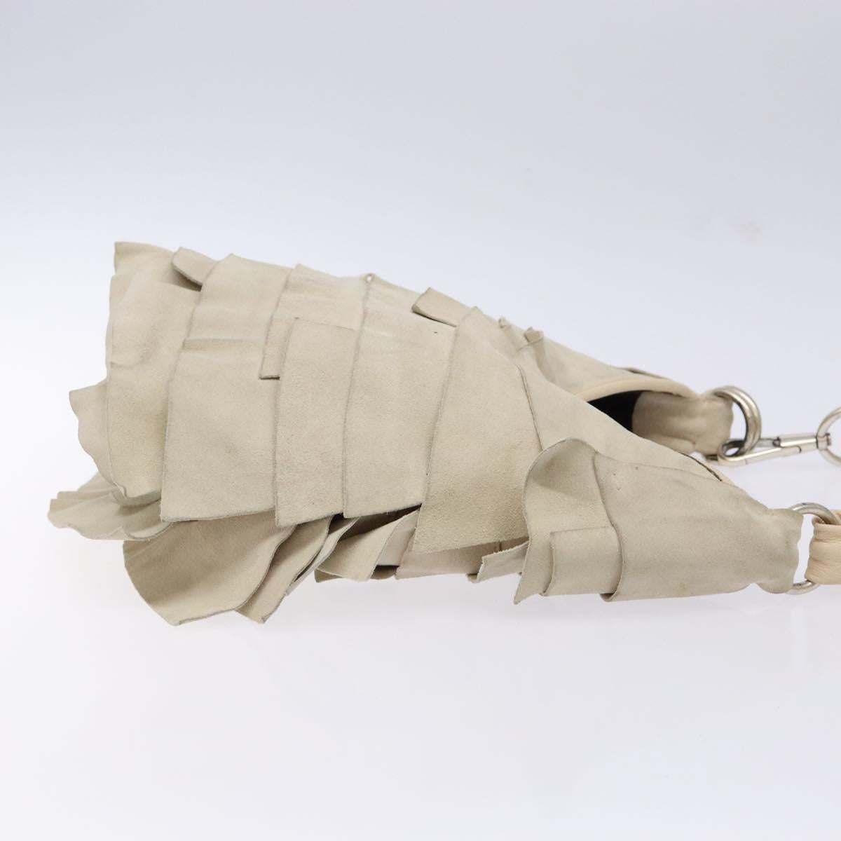 SAINT LAURENT Hand Bag Suede Beige Silver 122245 Auth gh544