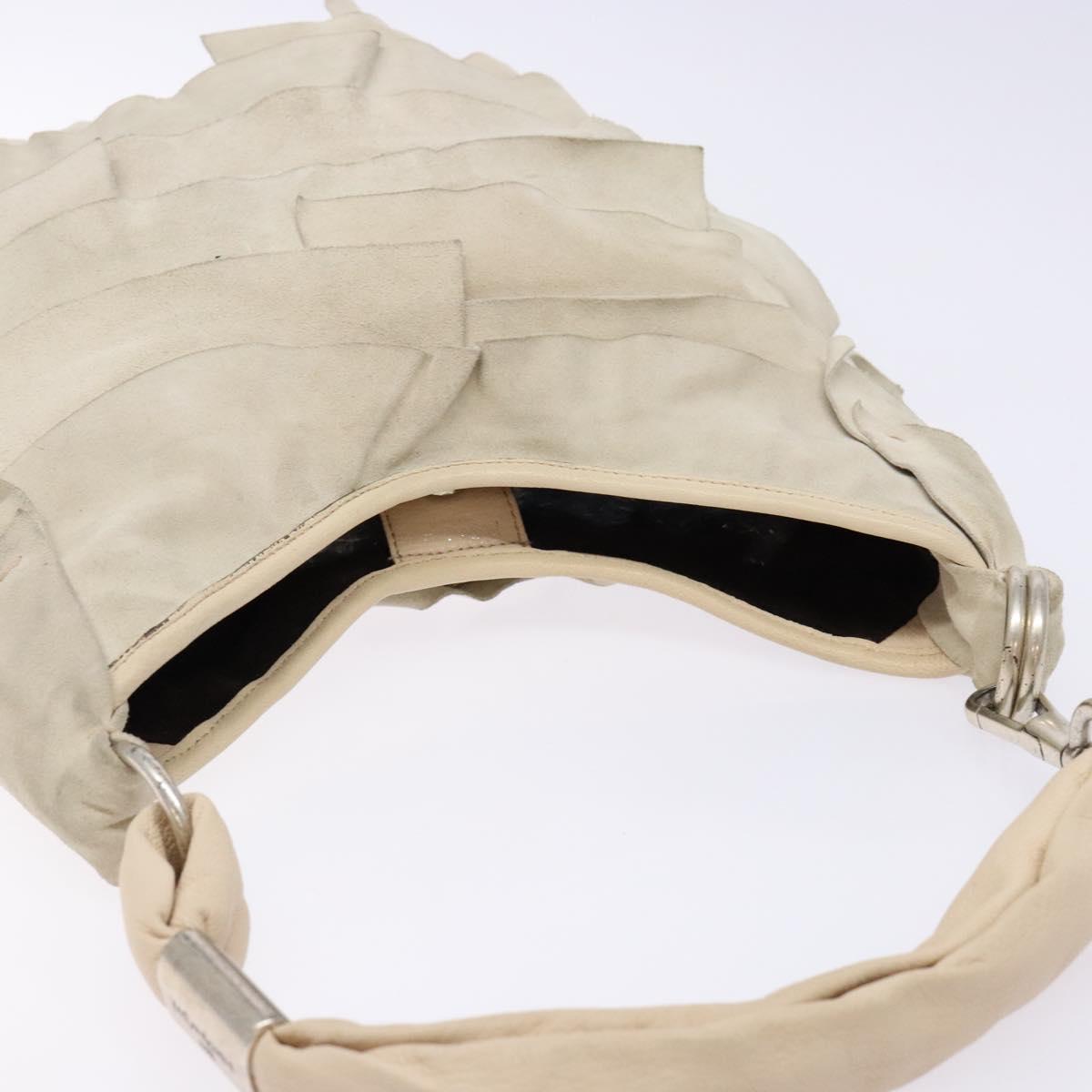 SAINT LAURENT Hand Bag Suede Beige Silver 122245 Auth gh544