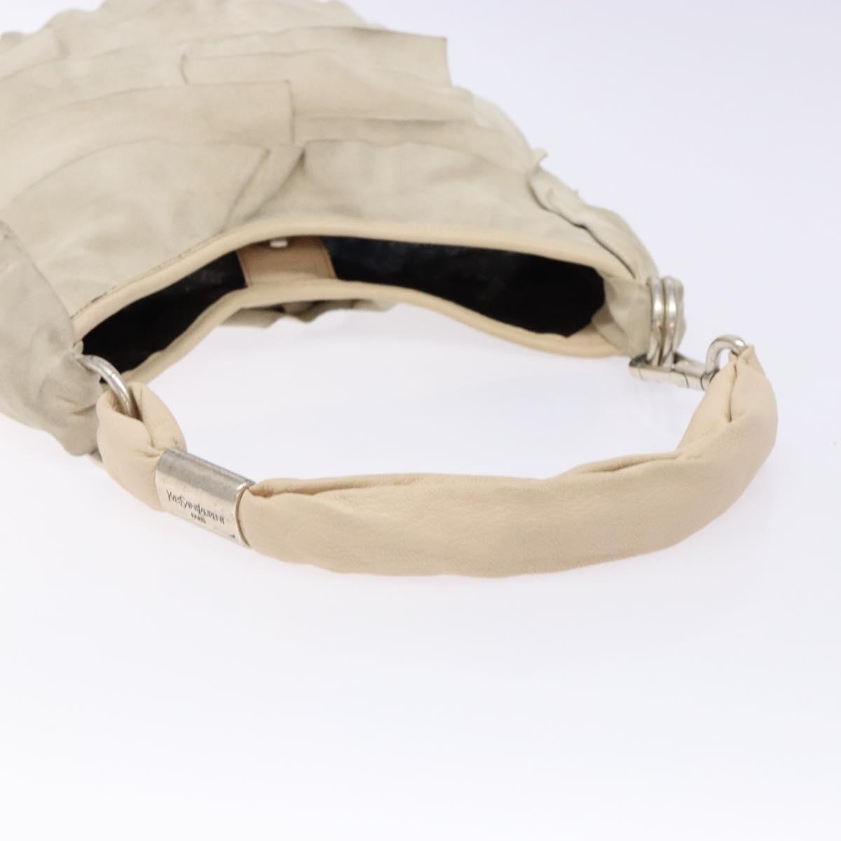 SAINT LAURENT Hand Bag Suede Beige Silver 122245 Auth gh544
