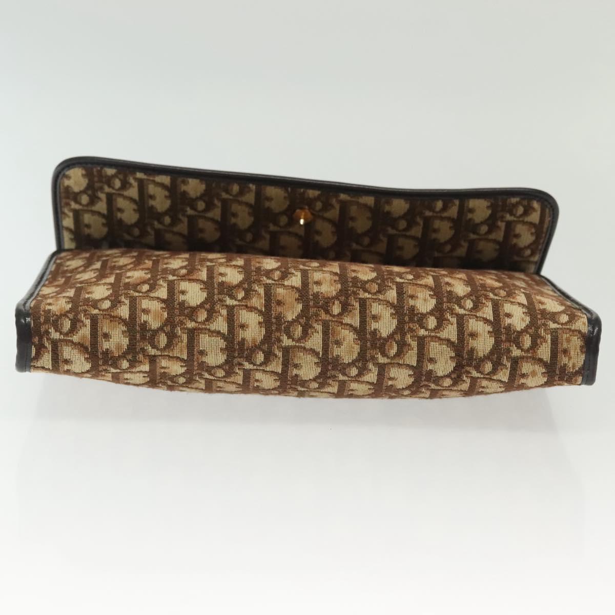 Christian Dior Trotter Canvas Chain Shoulder Bag Brown Gold Auth gh553