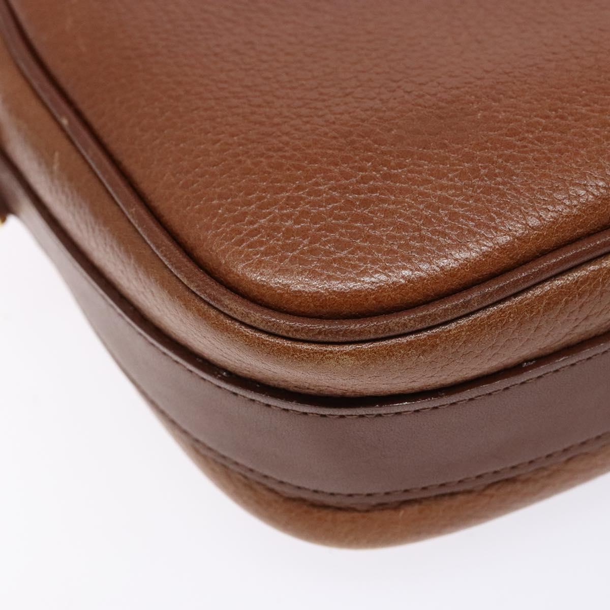 Burberrys Shoulder Bag Leather Brown Gold Auth gh556
