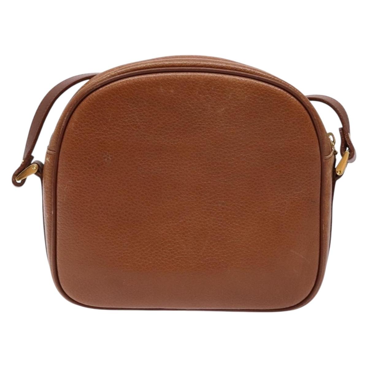 Burberrys Shoulder Bag Leather Brown Gold Auth gh556
