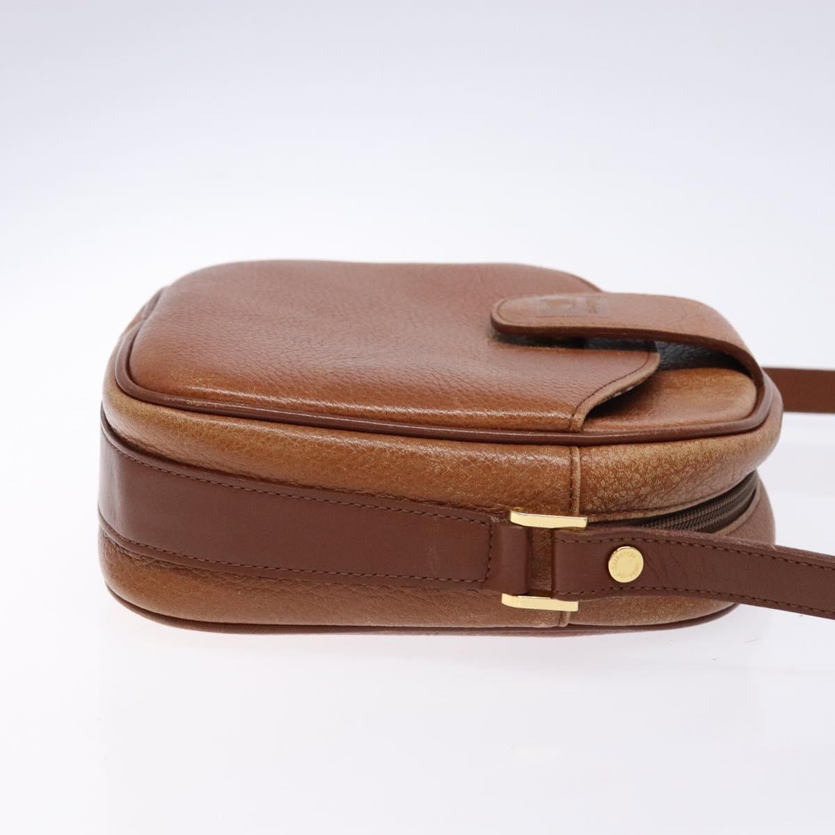 Burberrys Shoulder Bag Leather Brown Gold Auth gh556