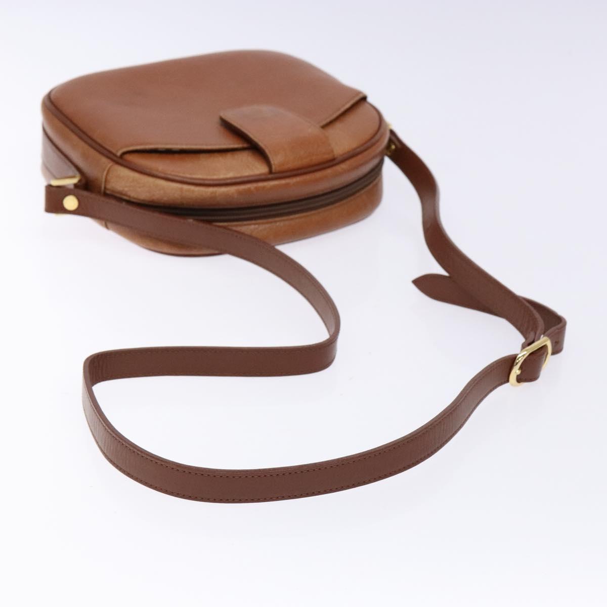 Burberrys Shoulder Bag Leather Brown Gold Auth gh556