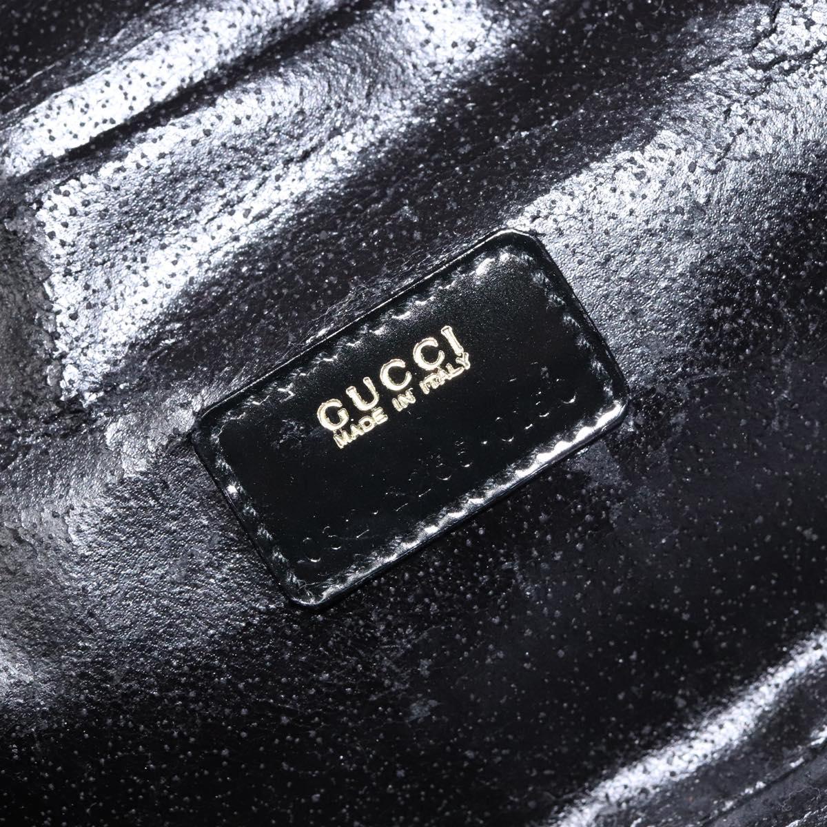 GUCCI Bamboo Vanity Hand Bag Patent leather Black Gold Auth gh565