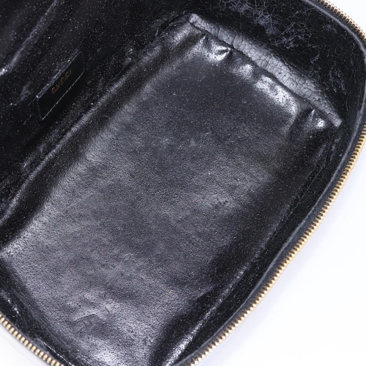 GUCCI Bamboo Vanity Hand Bag Patent leather Black Gold Auth gh565