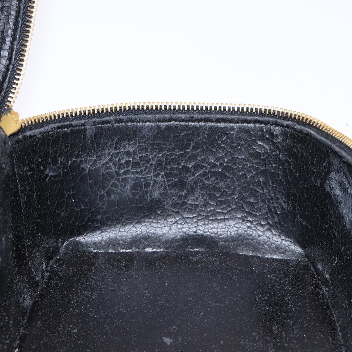 GUCCI Bamboo Vanity Hand Bag Patent leather Black Gold Auth gh565