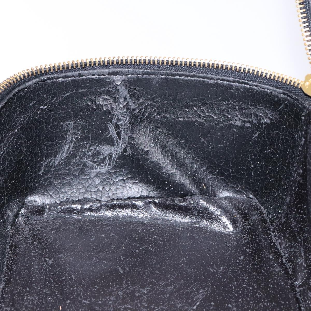 GUCCI Bamboo Vanity Hand Bag Patent leather Black Gold Auth gh565