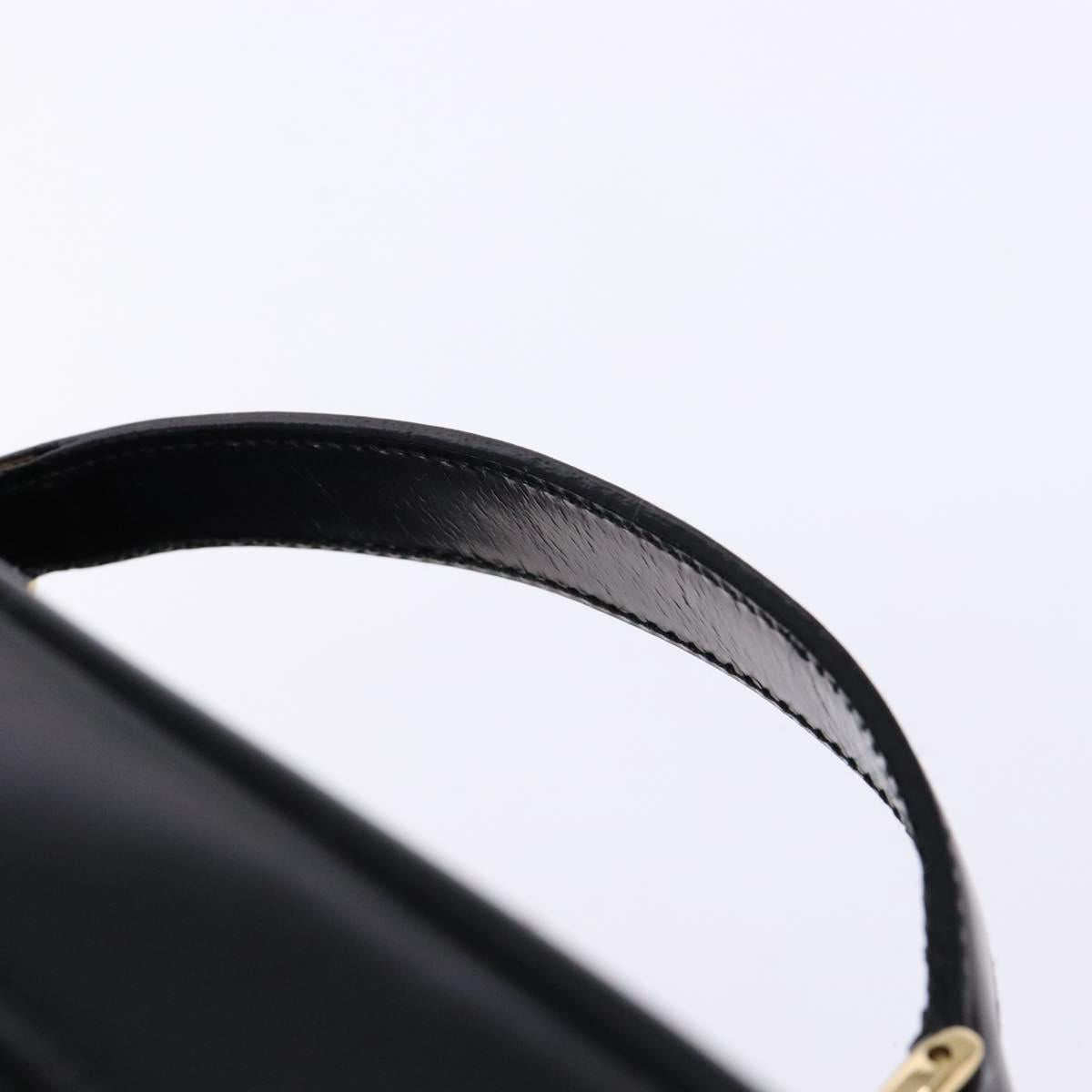 GUCCI Bamboo Vanity Hand Bag Patent leather Black Gold Auth gh565