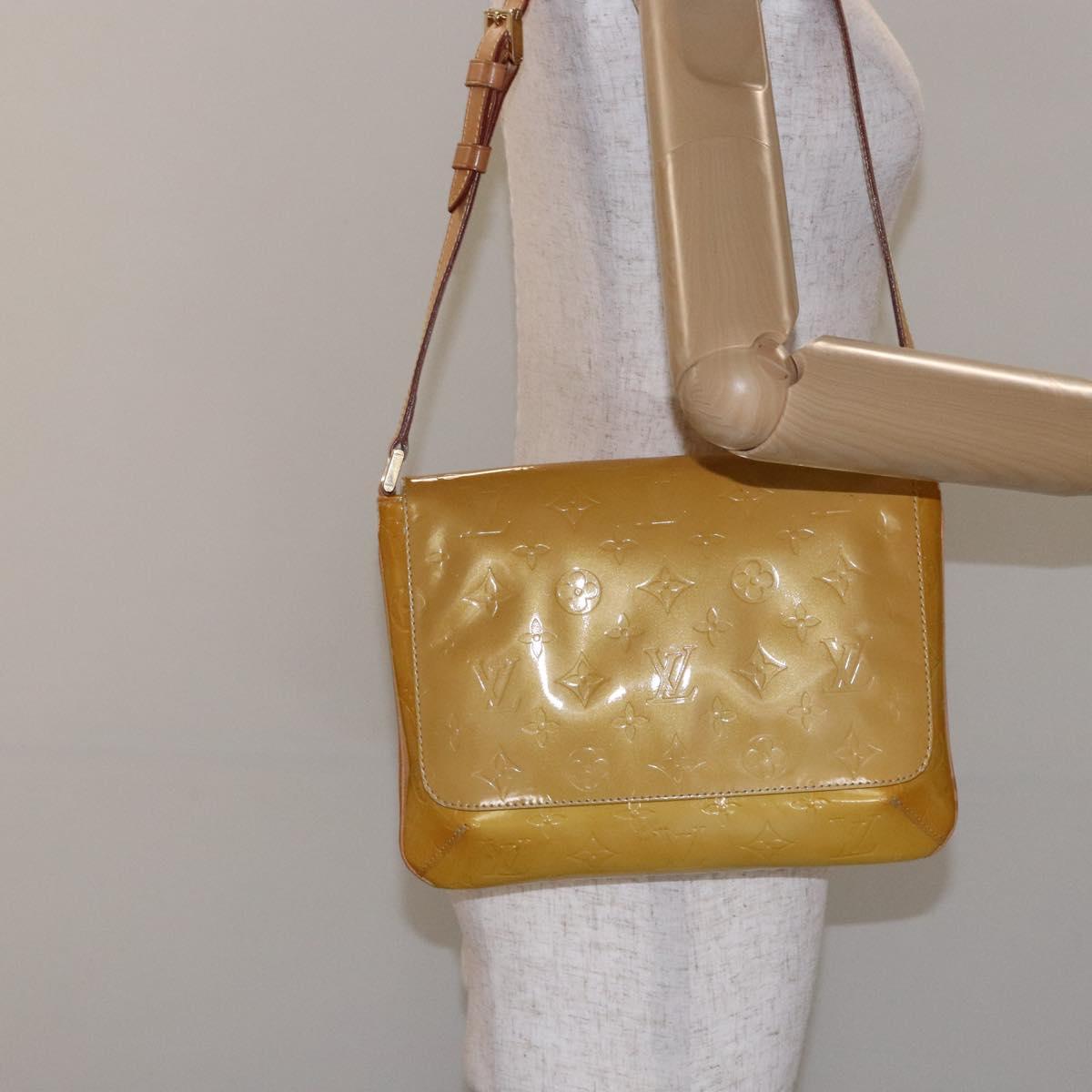LOUIS VUITTON Monogram Vernis Thompson Street Bag Beige M91301 LV Auth gh569