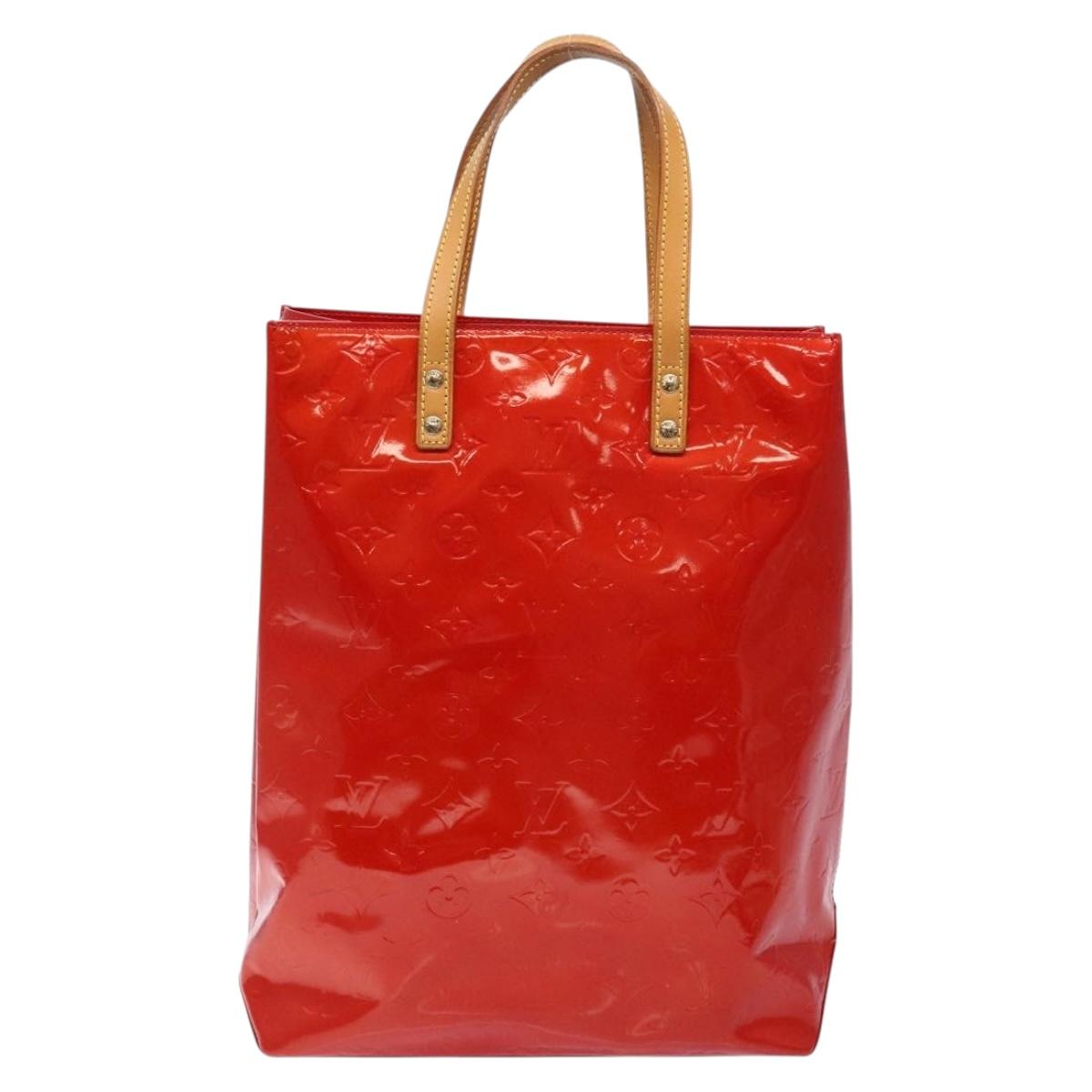 LOUIS VUITTON Monogram Vernis Reade MM Hand Bag Red Rouge M91086 LV Auth gh574