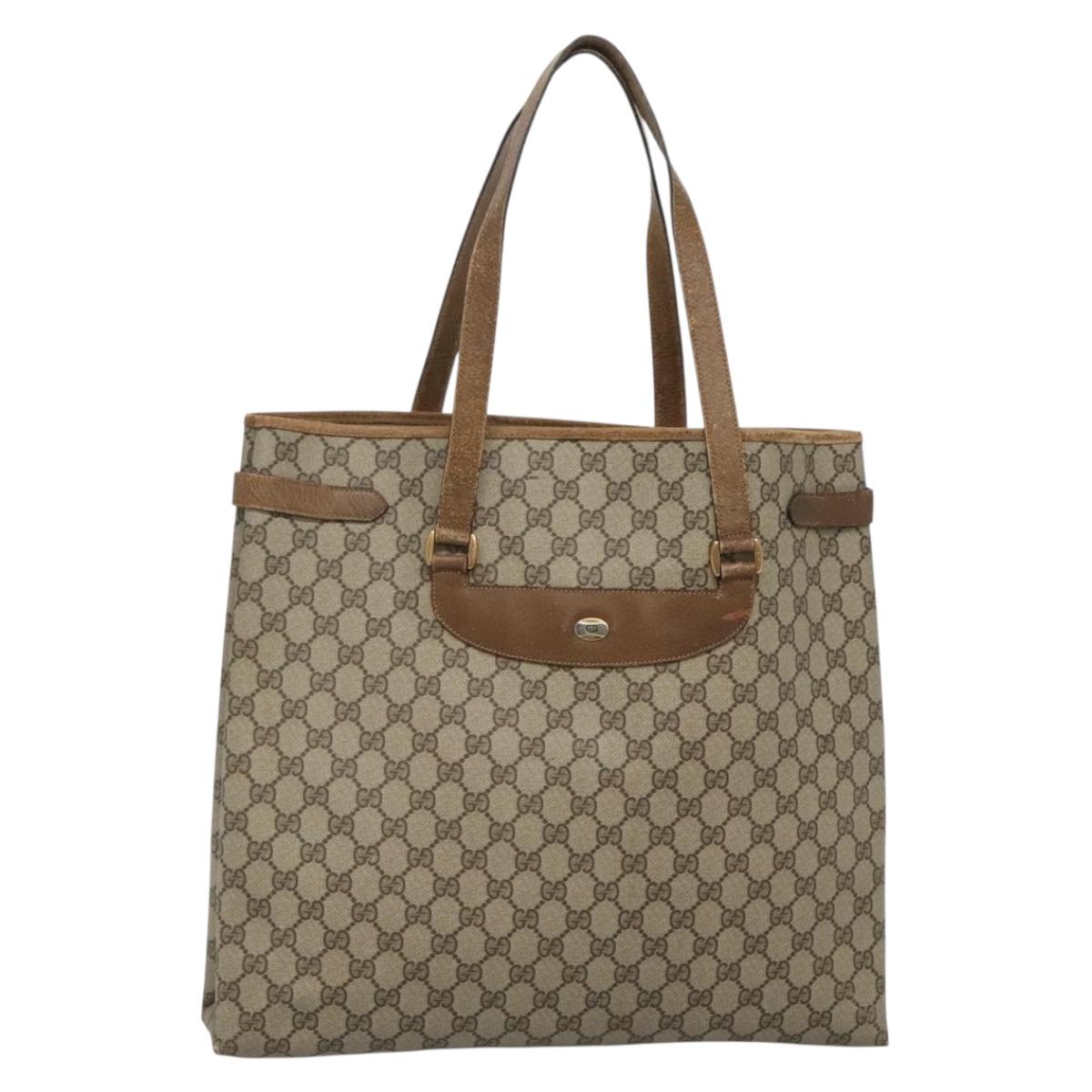 GUCCI GG Supreme Tote Bag PVC Beige Gold 39 02 061 Auth gh588